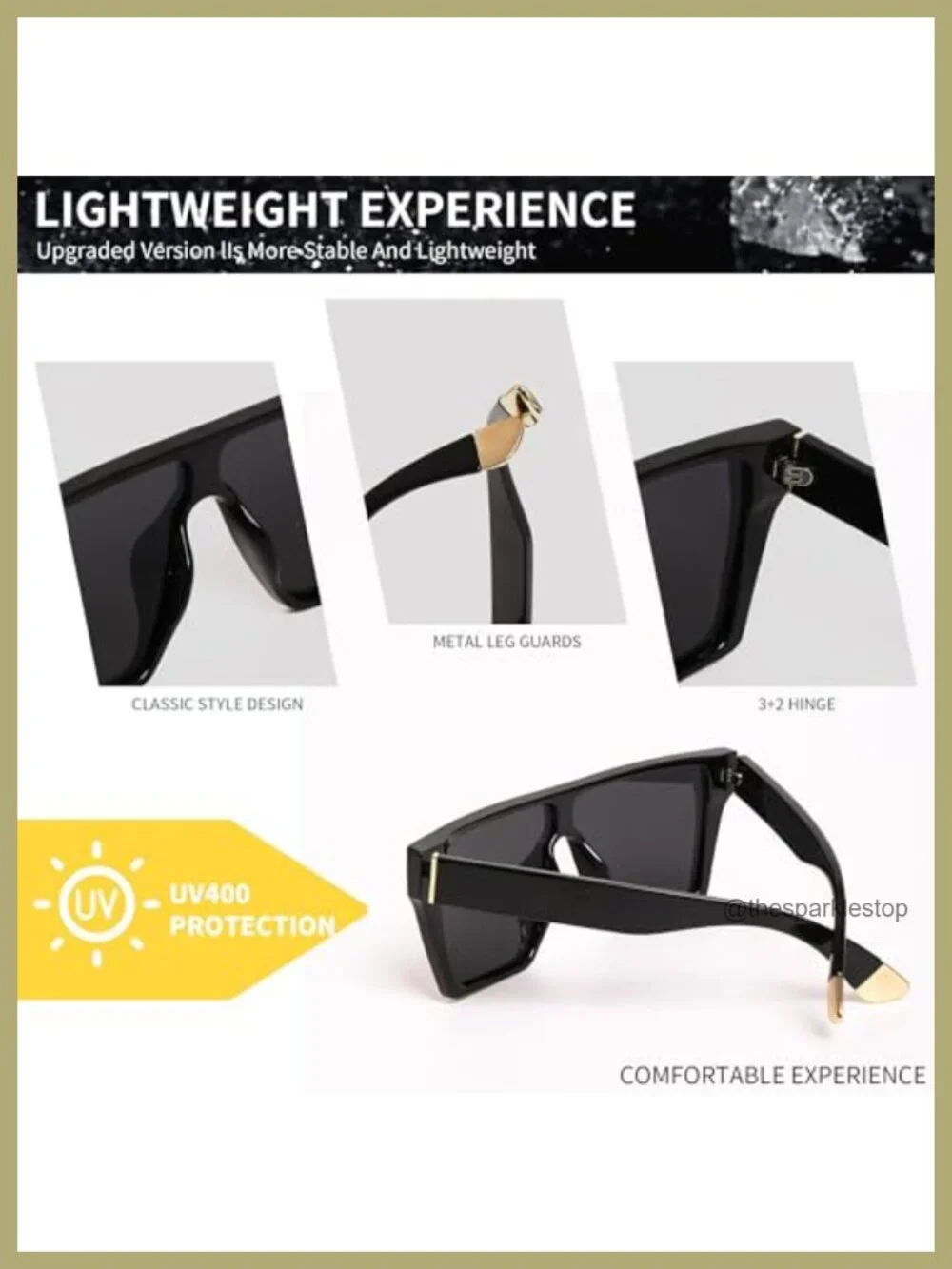 Oversized Polarized Sunglasses TR-90 Frame UV400 Shatterproof Driving Cycling